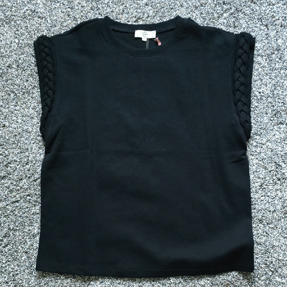 Entro Black Muscle Tee with Braided Sleeves